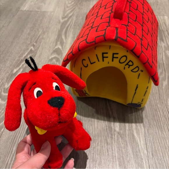1995 Clifford The Big Red Dog Scholastic Plush Dog & Doghouse Vintage 90s - Picture 2 of 7